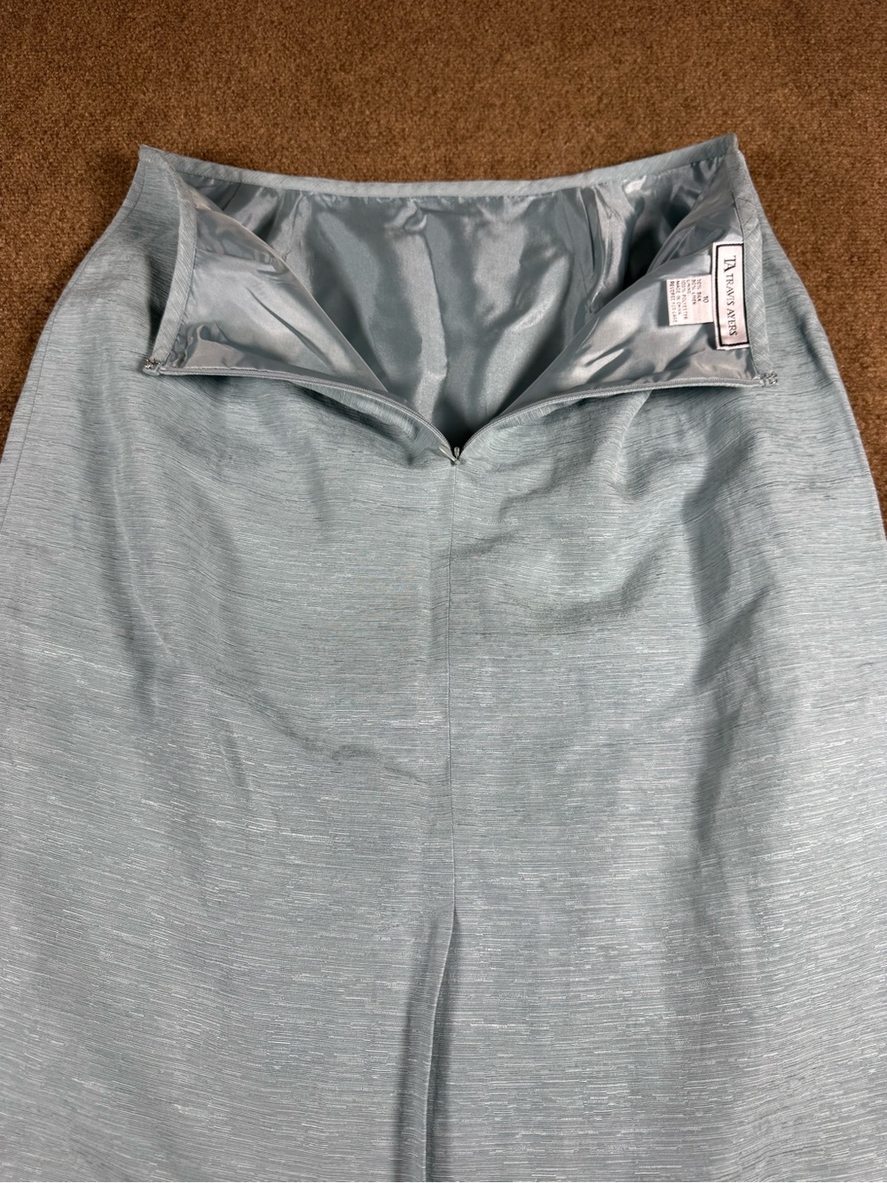 Vintage Linen and Silk Pencil Skirt Size 10 Zip up Light Blue Women's Formal - Picture 8 of 11
